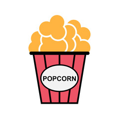 Popcorn food design icon, web corn box snack flat vector illustration element