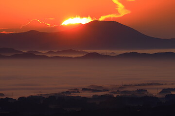 岩手県奥州市　夜明けの風景
