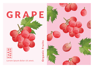 Grapes packaging design templates, watercolour style vector illustration.