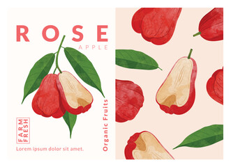 Rose Apple packaging design templates, watercolour style vector illustration.