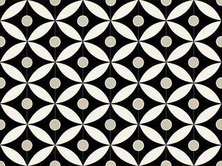 Fototapeta premium Floral Black and White Seamless Pattern with Vintage Charm for Summer Fabric and Wallpaper Design 