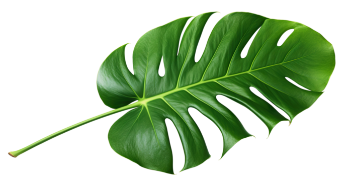 Vibrant green monstera leaf, cut out