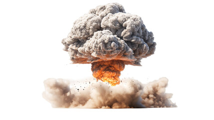 a mushroom cloud of a nuclear bomb explosion isolated on a white or transparent background, PNG,
Dust mushroom of an explosion, bomb explosion.