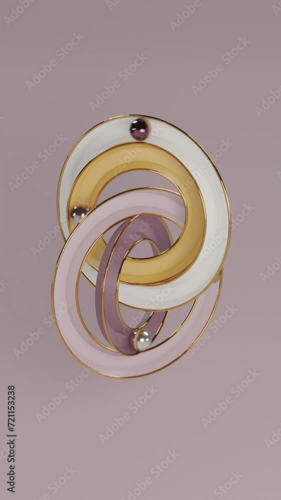 Poster modern abstract 3d geometric motion graphic: seamless loop animation. vertical footage