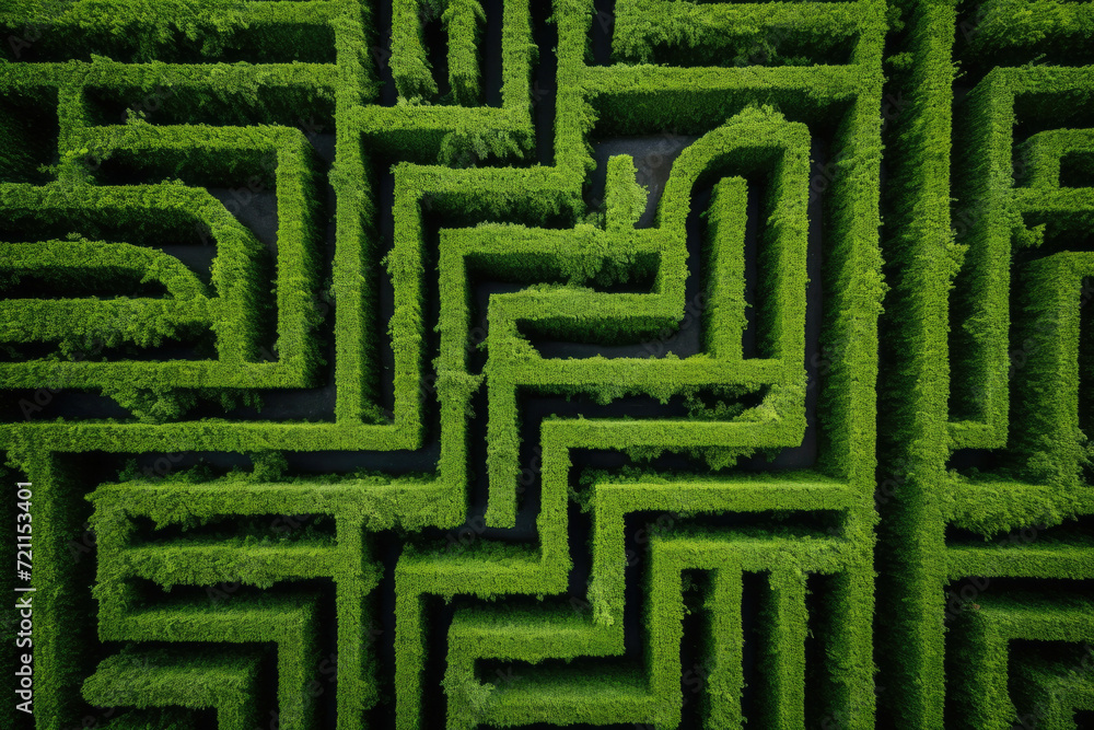 Poster puzzle pattern solution complexity maze green concept game background labyrinth hedge lost path