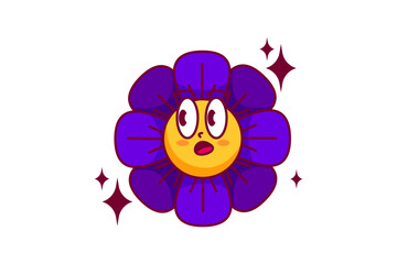 Cute Flower Retro Flat Sticker Design