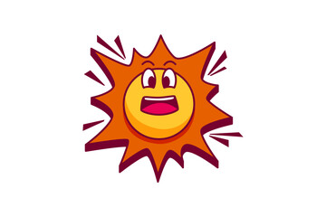 Cute Sun Retro Flat Sticker Design