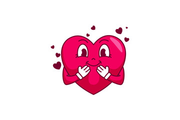 Cute Heart Retro Flat Sticker Design