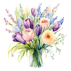 Obraz na płótnie Canvas a fresh bouquet of beautiful flowers, decorations for holidays, birthday, wedding, valentine's day, women's day. watercolor illustration. artificial intelligence generator, AI, neural network image. b