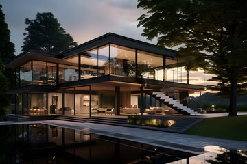 Obraz premium Contemporary House Building with Minimalist Aesthetic