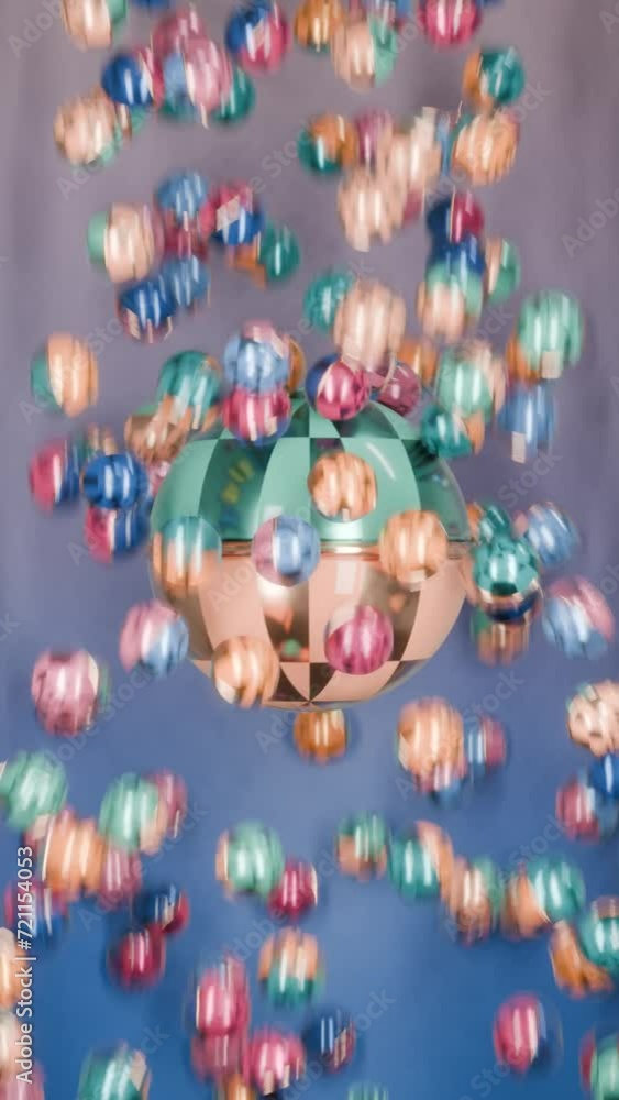 Poster Vertical Geometric Wonderland: Exploring 3D Animation in Modern Abstract Background