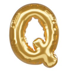 Q Alphabet 3D Illustration in golden balloon style