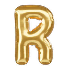 R Alphabet 3D Illustration in golden balloon style