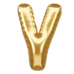 V Alphabet 3D Illustration in golden balloon style