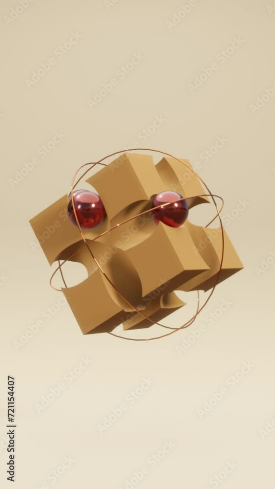 Poster modern vertical harmony: mesmerizing 3d animation in abstract motion graphic