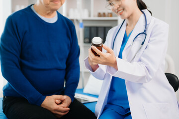 Doctor giving prescription to patient Healthcare and medical concept.