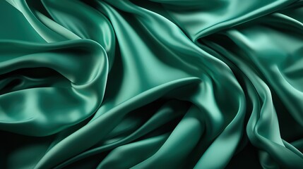 Obraz premium Satin Serenity: The Gentle Weave of Green Silky Satin Forms a Textile Texture Wallpaper, Invoking a Sense of Opulent Calm