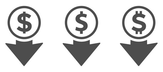 Trendy cost reduction vector flat graphic icons set