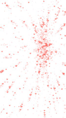 Red hearts scattered on white background.