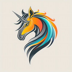 2d vector logo unicorn, abstract, illustration