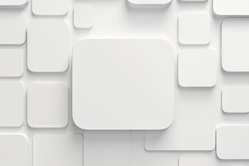  Minimalistic White 3D Squares Background with Central Blank Space