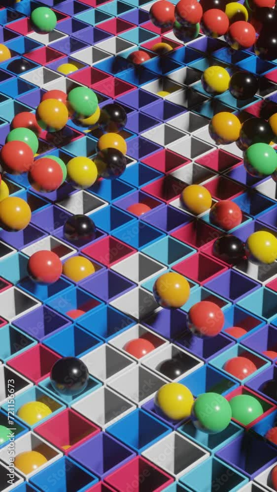 Leinwandbilder abstract 3d render background with multicolor geometric elements. seamless loop animation. modern mo