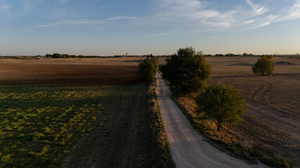 Fototapeta na wymiar aerial view of a rural road