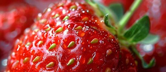 Close-up of Half a Ripe, Juicy Strawberry: A Sumptuous Delight in Close Proximity
