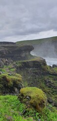 gullfoss waterfall in iceland on a cloudy day