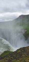 gullfoss waterfall in iceland on a cloudy day