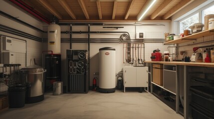 Boiler system in a basement