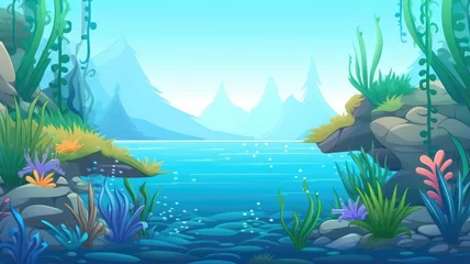 Rolgordijnen Cartoon underwater landscape © chesleatsz
