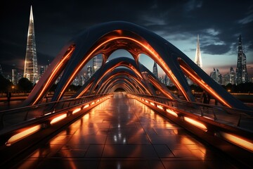 Fototapeta premium Futuristic Marvel: An Amazing Bridge Design Blends Innovation and Engineering Excellence, Evoking Wonder and Awe