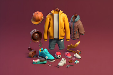 3d rendering of clothing style elements