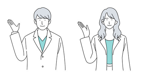 男女の医師の人物イラスト シンプル