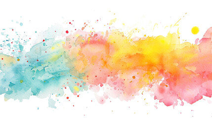 Colorful watercolor paint splashes blending on white paper, creating a vivid spectrum.