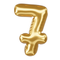 Number 7 3D Illustration in golden balloon style