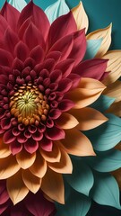 dahlia flower closeup 3d