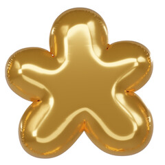 Asterisk symbol 3D Illustration in golden balloon style
