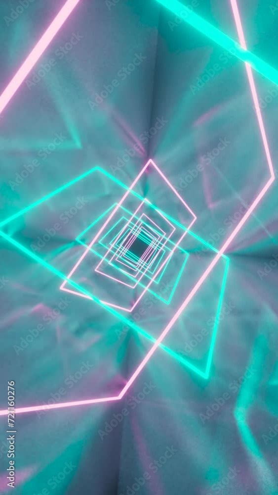 Aufkleber abstract geometry in motion: seamless loop 3d animation. vertical footage