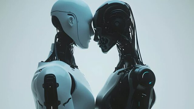 artificial intelligence robot stand together