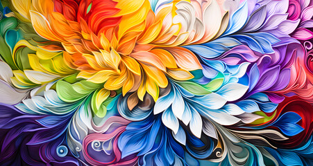 Colorful abstract background with swirls and lines in the form of a flower. 3d rendering