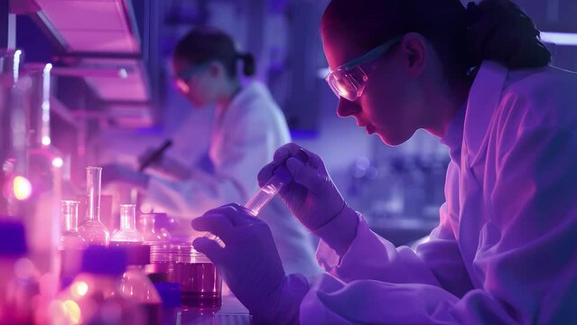 Professional health care researchers working in life of medical science laboratory