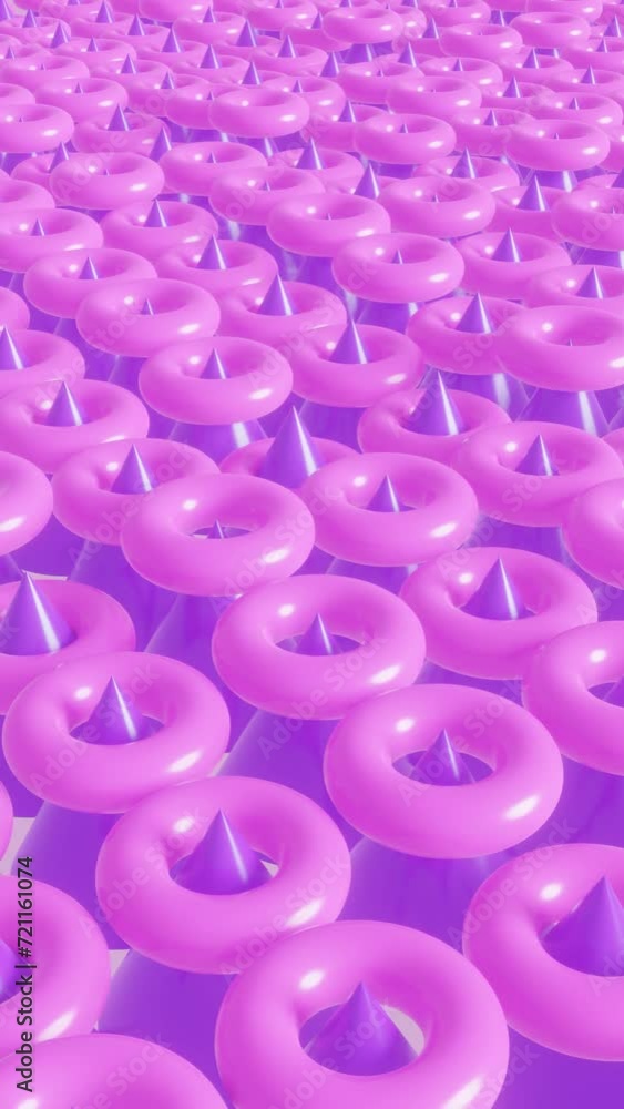 Poster abstract 3d render background with geometric shapes in bright neon colors. seamless loop animation. 