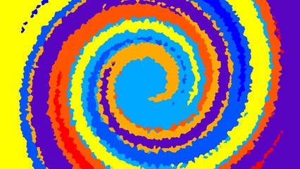 The abstract background consists of small pieces of various colors in an arrangement that resembles a swirl
