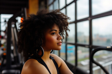 Fototapeta premium Portrait of a nice black girl in the gym