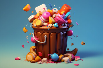 Obraz premium 3d rendering of trash elements