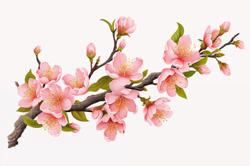 Blooming branch of apple, sakura or peach