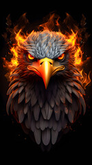 Eagle wallpaper with flames around it with black background, smartphone wallpaper, HD Wallpaper