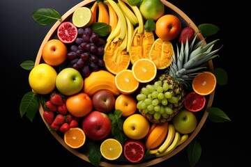 Naklejka na ściany i meble A fruit platter with tropical fruits.